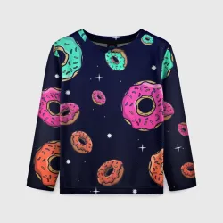 Детский лонгслив 3D Black Milk Космические Пончики