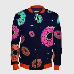 Мужской бомбер 3D Black Milk Космические Пончики