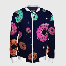 Мужской бомбер 3D Black Milk Космические Пончики