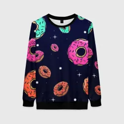 Женский свитшот 3D Black Milk Космические Пончики