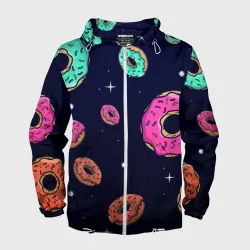 Мужская ветровка 3D Black Milk Космические Пончики