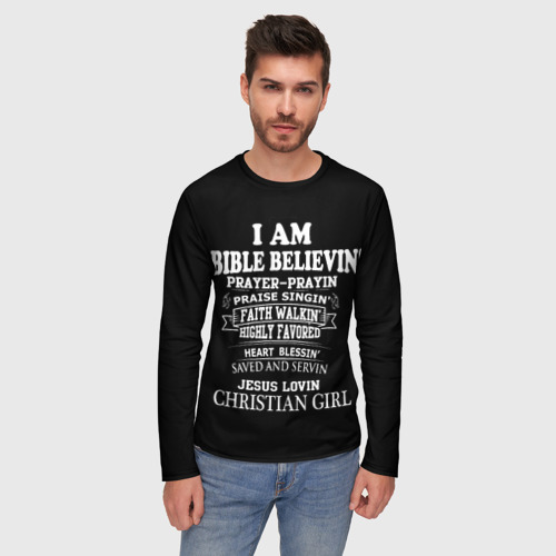 Мужской лонгслив 3D I am bible believin - фото 3