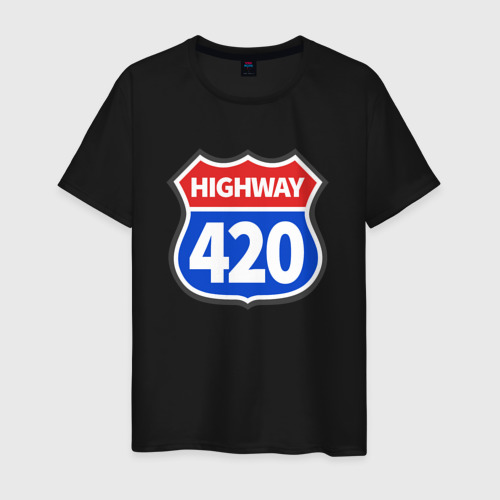 Мужская футболка хлопок HIGHWAY 420, цвет черный