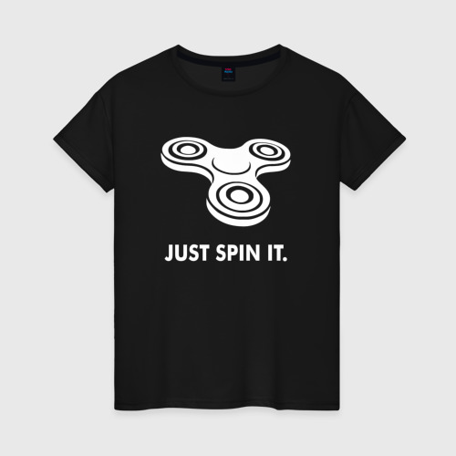 Женская футболка хлопок Just spin it, цвет черный