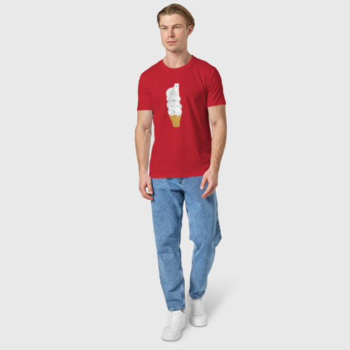 Мужская футболка хлопок Медведи Мороженое, цвет красный - фото 5