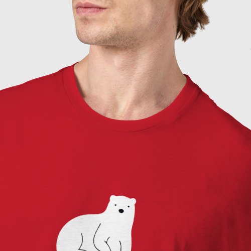 Мужская футболка хлопок Медведи Мороженое, цвет красный - фото 6