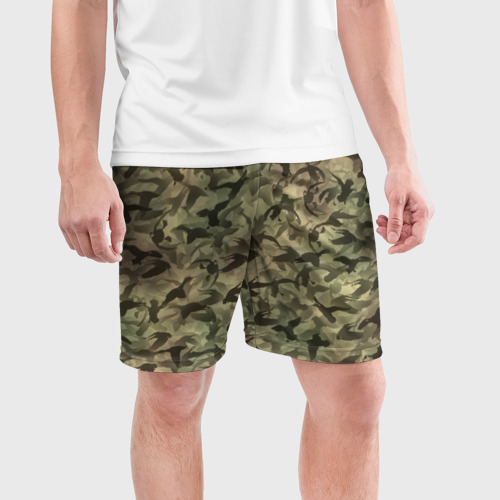 Мужские шорты спортивные Охотничий камуфляж с утками, цвет 3D печать - фото 3