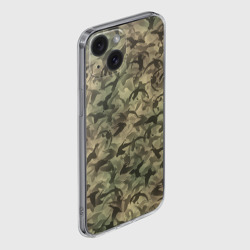 Чехол для iPhone 15 силиконовый с защитой камеры Охотничий камуфляж с утками - фото 2