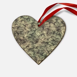 Деревянная игрушка Сердце Охотничий камуфляж с утками