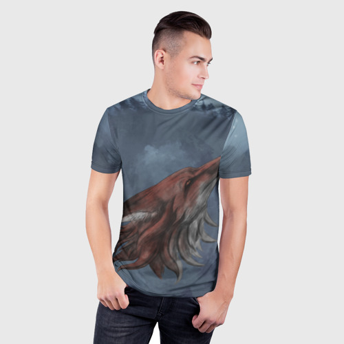 Мужская футболка 3D Slim Зимний лис, цвет 3D печать - фото 3