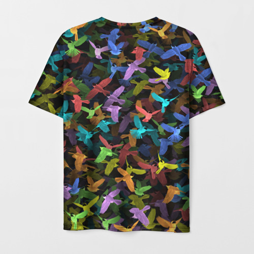 Мужская футболка 3D Разноцветные птички, цвет 3D печать - фото 2