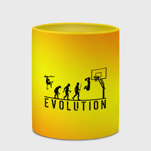 Кружка с полной запечаткой Эволюция баскетбола, цвет белый + желтый - фото 4