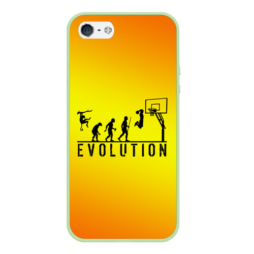Чехол для iPhone 5/5S матовый Эволюция баскетбола, цвет салатовый