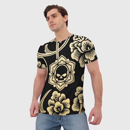 Мужская футболка 3D Хохлома с черепом, цвет 3D печать - фото 3