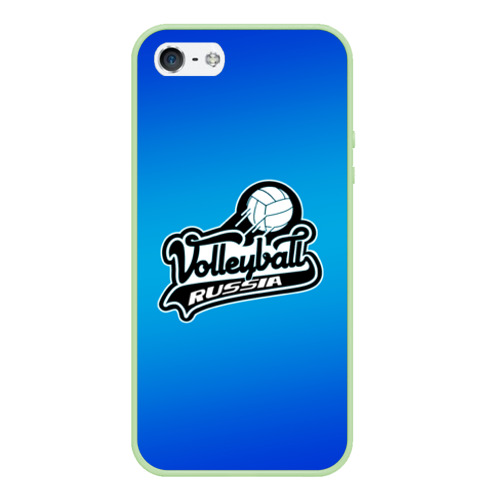Чехол для iPhone 5/5S матовый Volleyball Russia, цвет салатовый