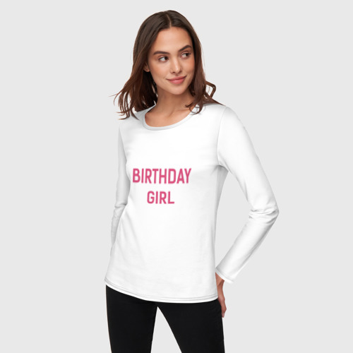 Женский лонгслив хлопок Birthday Girl, цвет белый - фото 3