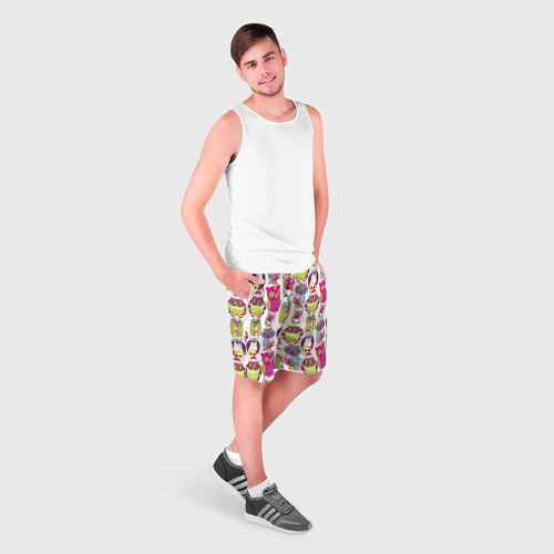 Мужские шорты 3D с принтом Совы, фото на моделе #1