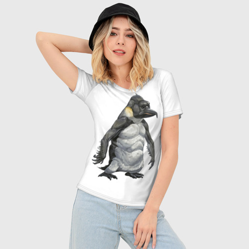 Женская футболка 3D Slim Пингвинопитек, цвет 3D печать - фото 3