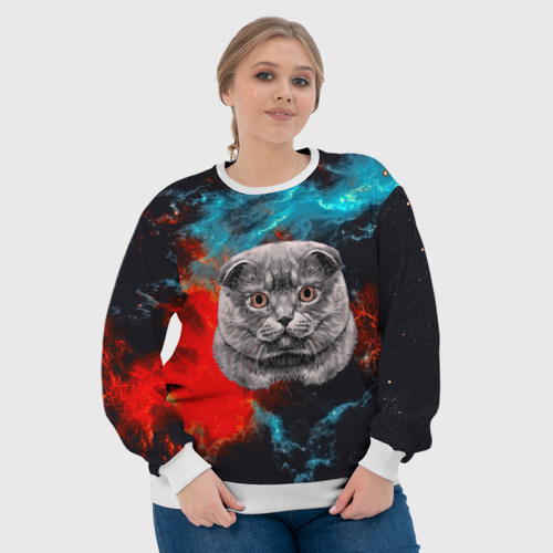 Женский свитшот 3D Космический кот, цвет 3D печать - фото 6