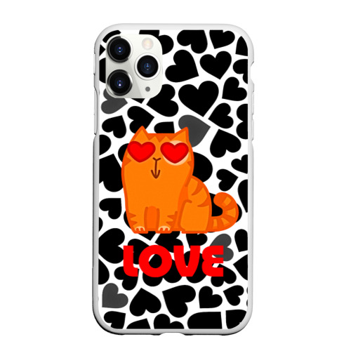 Чехол для iPhone 11 Pro Max матовый Влюбленный котик Фото 01 Чехол для iPhone 11 Pro Max матовый Влюбленный котик Фото 01