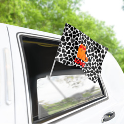 Флаг для автомобиля Влюбленный рыжий котик с сердечками - фото 2