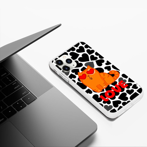 Чехол для iPhone 11 Pro Max матовый Влюбленный котик Фото 01 Чехол для iPhone 11 Pro Max матовый Влюбленный котик Фото 01