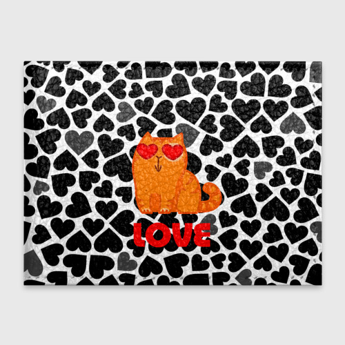 Обложка для студенческого билета Влюбленный рыжий котик с сердечками, цвет оранжевый