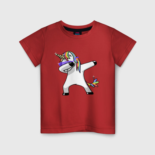 Детская футболка хлопок Unicorn dab , цвет красный