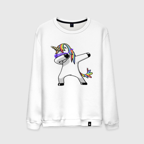 Мужской свитшот хлопок Unicorn dab , цвет белый