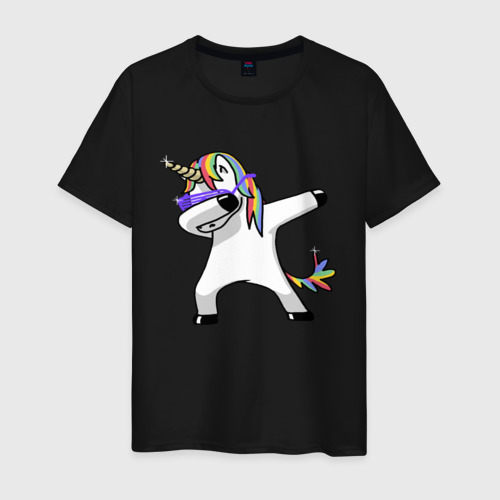 Мужская футболка хлопок Unicorn dab , цвет черный