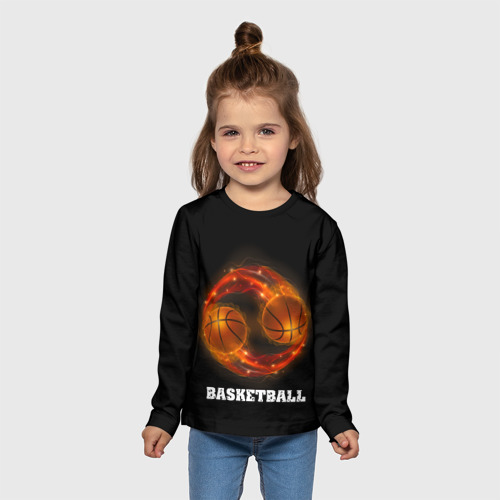 Детский лонгслив 3D Basketball fire, цвет 3D печать - фото 5