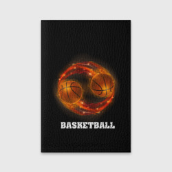 Обложка для паспорта матовая кожа Basketball fire