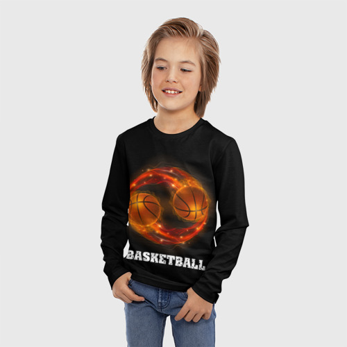Детский лонгслив 3D Basketball fire, цвет 3D печать - фото 3