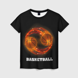 Женская футболка 3D Basketball fire