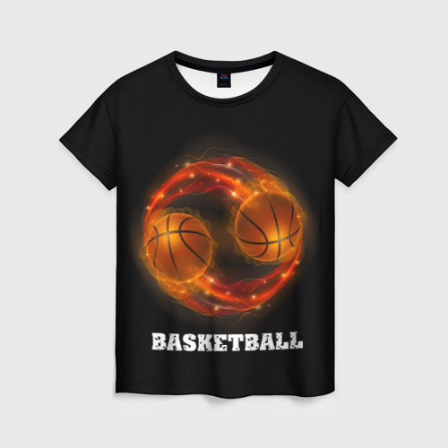Женская футболка 3D Basketball fire, цвет 3D печать