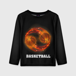 Детский лонгслив 3D Basketball fire