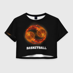 Женская футболка Crop-top 3D Basketball fire