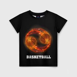 Детская футболка 3D Basketball fire