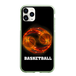 Чехол для iPhone 11 Pro матовый Basketball fire