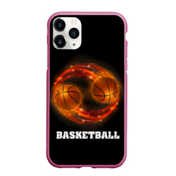 Чехол для iPhone 11 Pro Max матовый Basketball fire