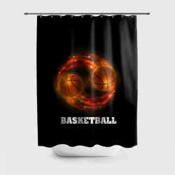 Штора 3D для ванной Basketball fire