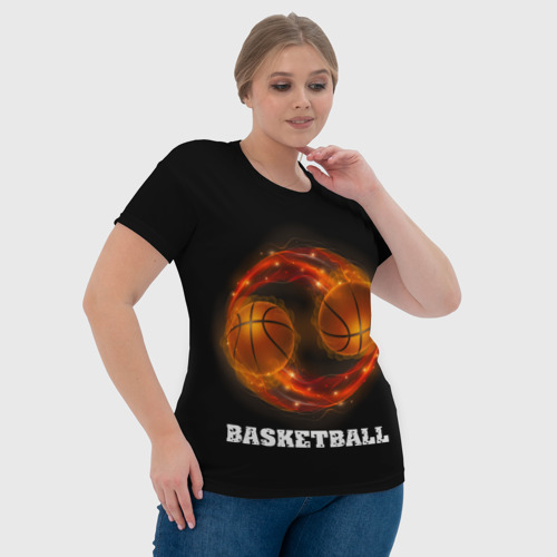 Женская футболка 3D Basketball fire, цвет 3D печать - фото 6