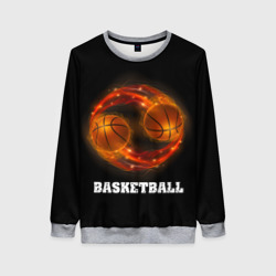 Женский свитшот 3D Basketball fire