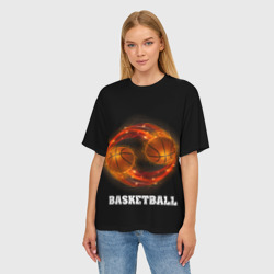 Женская футболка oversize 3D Basketball fire - фото 2