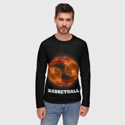 Мужской лонгслив 3D Basketball fire - фото 2