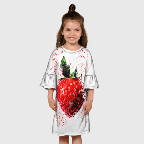 Детское платье 3D Клубника, цвет 3D печать - фото 4