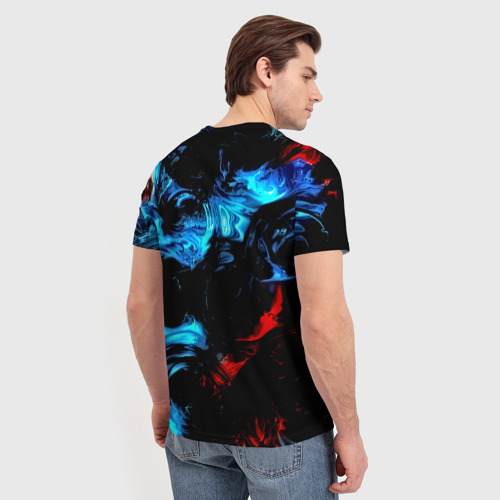 Мужская футболка 3D с принтом Жидкие краски, вид сзади #2