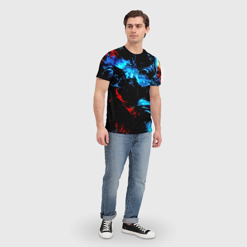 Мужская футболка 3D с принтом Жидкие краски, вид сбоку #3