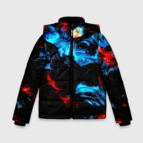 Зимняя куртка для мальчиков 3D с принтом Жидкие краски, вид спереди #2