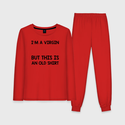 Женская пижама с лонгсливом хлопок Im a Virgin, цвет красный